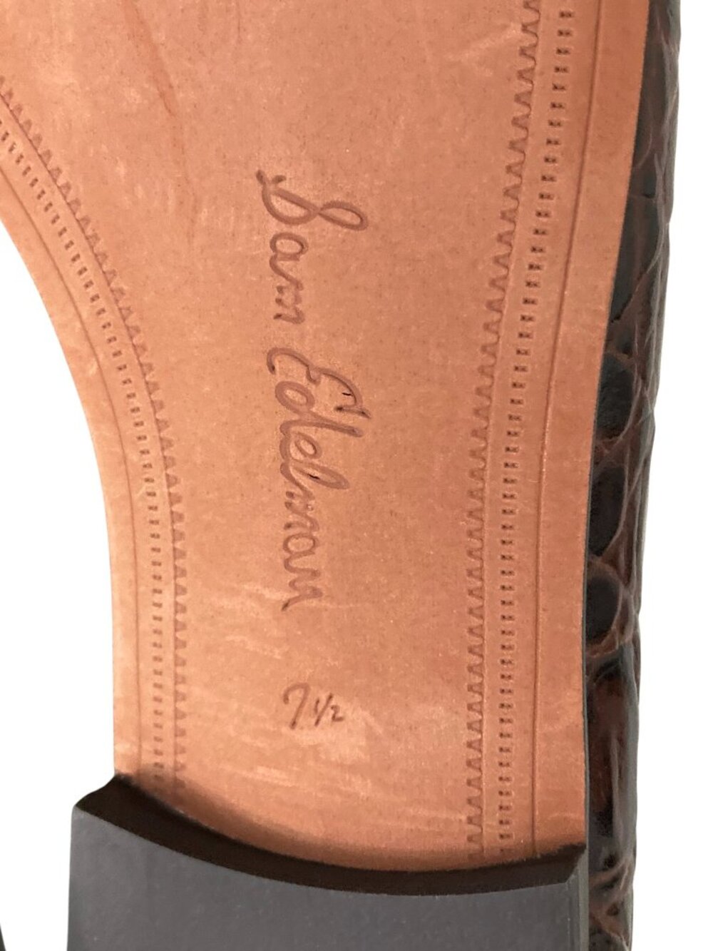 NEW Sam Edelman Loraine Croc-Effect Horsebit Slip On Loafers Size 7.5 M Brown - Picture 9 of 10